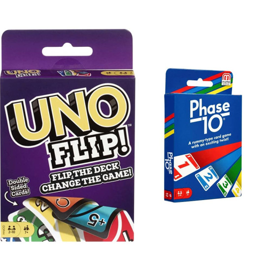 Mattel Games Uno Flip Side & Phase 10 Card Game - Exciting Multicolour Fun
