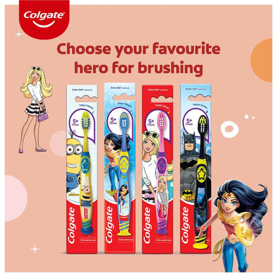 Colgate Kids Wonder Woman Extra-Soft Toothbrush - Ideal for 5+ Years