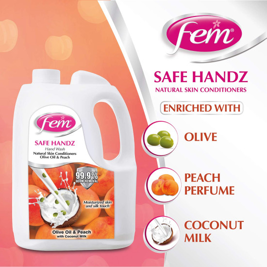 Fem Safe Handz Handwash - Kills Germs & Enriched with Peach & Olive Oil
