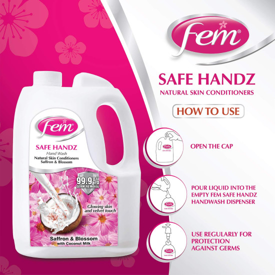 Fem Safe Handz Hand Wash - Enriched with Saffron & Coconut Milk