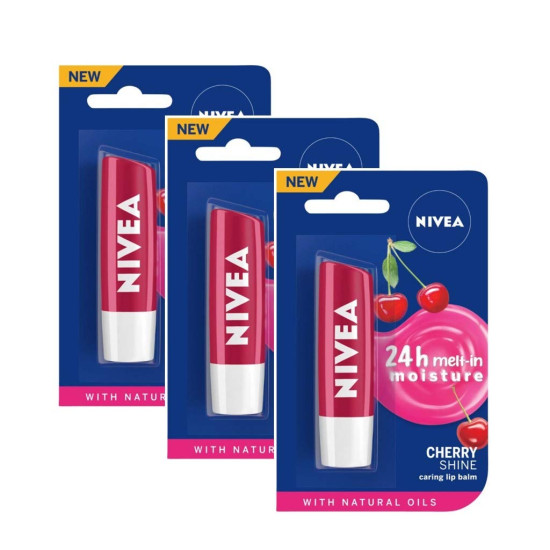 Nivea Cherry Fruity Shine Lip Care Balm - Long-lasting Moisturization