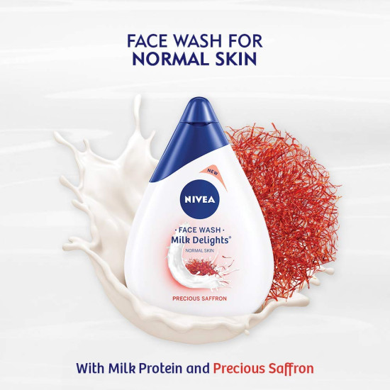 Nivea Milk Delights Precious Saffron Face Wash - Gentle Cleanser for Normal Skin
