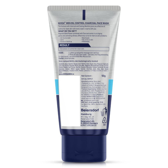 NIVEA MEN Oil Control Face Wash 50 g - Deep Cleansing for Oily Skin