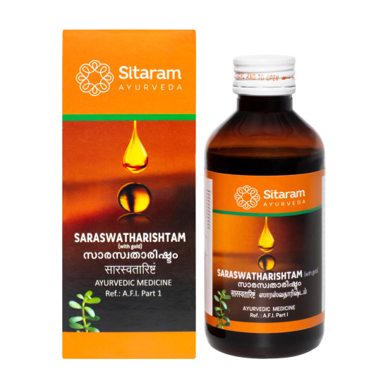Sitaram Ayurveda Saraswatharishtam With Gold 200 ml - Enhance Learning & Wellbeing