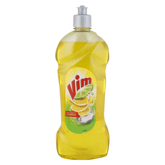 Vim Drop Dishwash Liquid - Yellow, 750ml - Advanced Grease Cutting