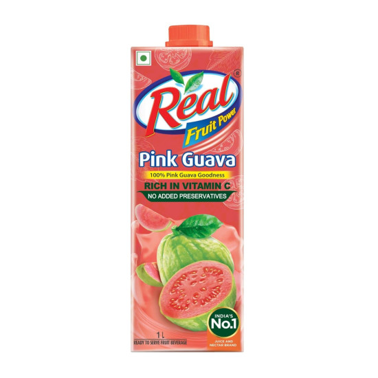 DABUR Real Pink Guava Fruit Juice 1L - Vitamin C Rich & No Preservatives