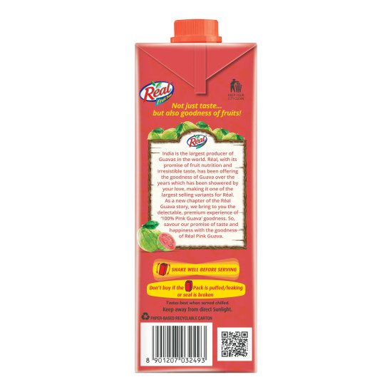 DABUR Real Pink Guava Fruit Juice 1L - Vitamin C Rich & No Preservatives