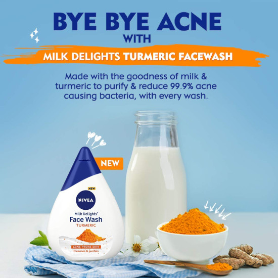 NIVEA Milk Delights Turmeric Face Wash - Reduces Pimple-Causing Bacteria