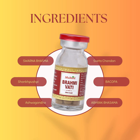 Multani Brahmi Vati Gold Tablets - Cognitive Support & Blood Pressure Management