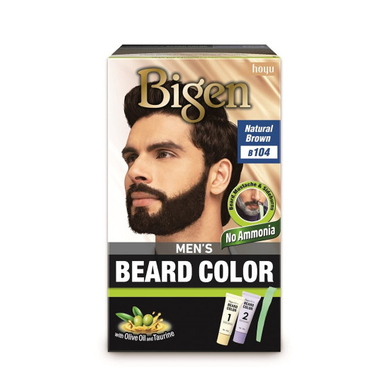 Bigen Men's Beard Color Natural Brown (B104) - Quick & Easy Application