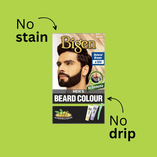 Bigen Men's Beard Color Medium Brown 20gm+20gm - Quick & Easy Application