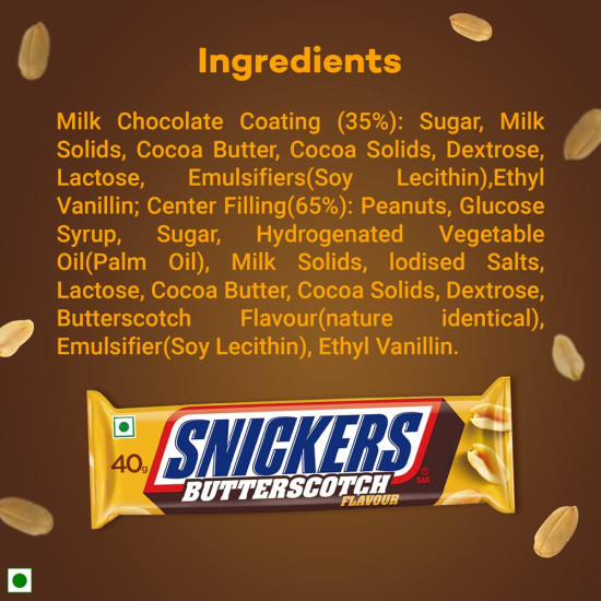 Snickers Butterscotch Chocolate Bar - Nutty Delight with Caramel & Nougat