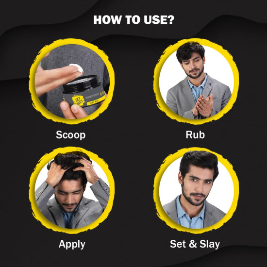 Set Wet Hair Wax For Men - Strong Hold & Ultra Matte Finish