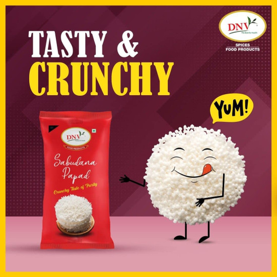 DNV Tasty Plain Sabudana Papad 480gm - Authentic Tapioca Snack