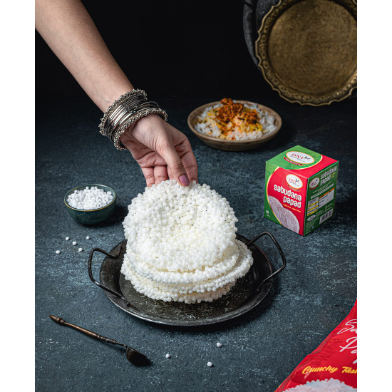 DNV Tasty Plain Sabudana Papad 480gm - Authentic Tapioca Snack
