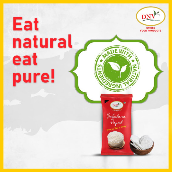 DNV Tasty Plain Sabudana Papad 480gm - Authentic Tapioca Snack