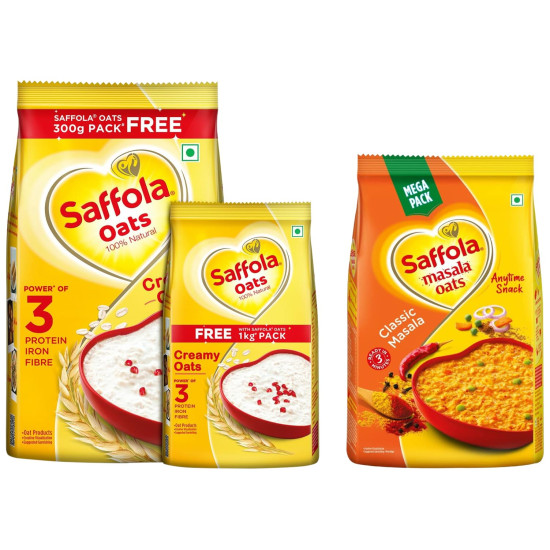 Saffola Masala Oats & Saffola Oats Combo - Wholegrain Healthy Breakfast