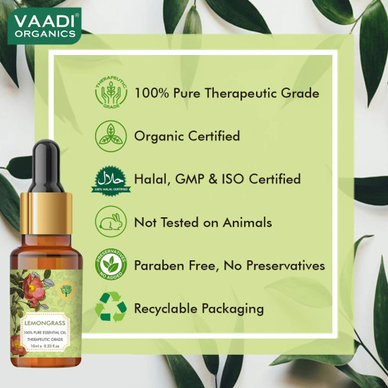 Vaadi Herbals Lemongrass Essential Oil - Stress Relief & Anti-Ageing Vaadi Herbals Lemongrass Essential Oil - Stress Relief & Anti-Ageing
