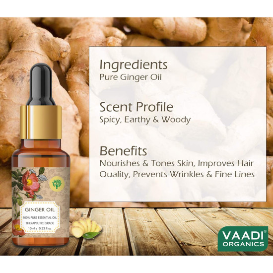 Vaadi Herbals Ginger Essential Oil - 100% Pure Therapeutic Grade