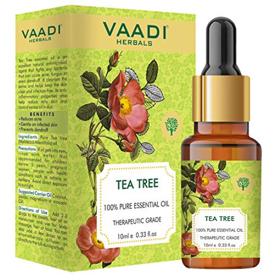 VAADI HERBALS Tea Tree Essential Oil - Reduces Acne & Prevents Dandruff
