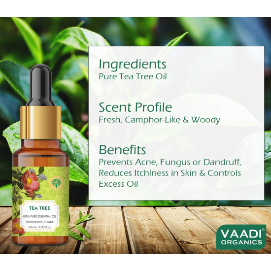 VAADI HERBALS Tea Tree Essential Oil - Reduces Acne & Prevents Dandruff