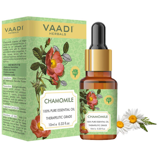 VAADI HERBALS Chamomile Essential Oil - Reduces Blemishes & Relieves Stress