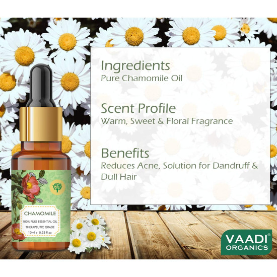 VAADI HERBALS Chamomile Essential Oil - Reduces Blemishes & Relieves Stress