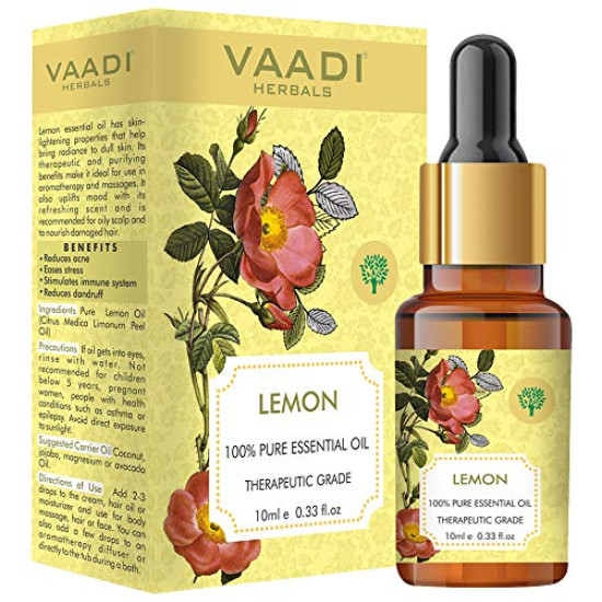 VAADI HERBALS Lemon Essential Oil - Skin Lightening & Mood Upliftment