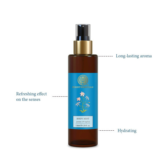 Forest Essentials Body Mist Jasmine & Saffron - Natural & Hydrating Spray