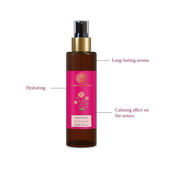 Forest Essentials Body Mist Rose & Cardamom - Natural & Hydrating