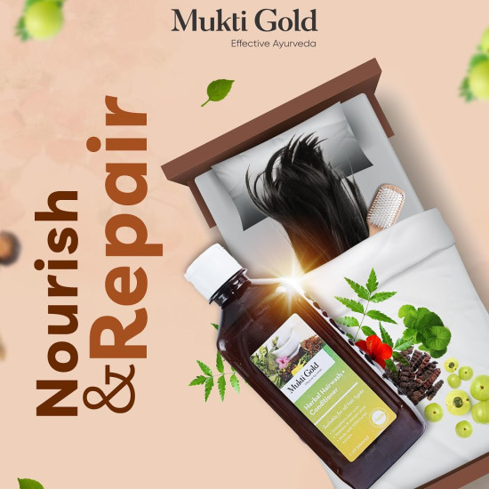 Axiom Mukti Gold Herbal Hairwash + Conditioner | Blend of 15+ Ayurvedic Herbs | For Nourishing Hair, Repairs Dry, Damaged Hair | Paraben & Sulphate Free | For all Hair Types, 400mL (Pack of 2)