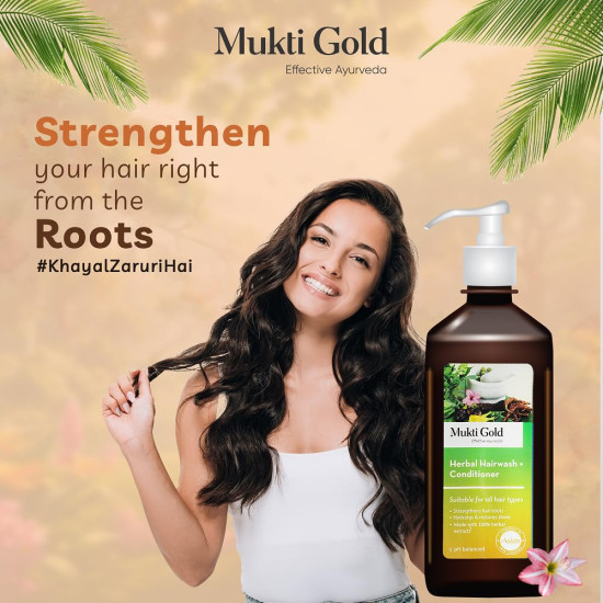 Axiom Mukti Gold Herbal Hairwash + Conditioner | Blend of 15+ Ayurvedic Herbs | For Nourishing Hair, Repairs Dry, Damaged Hair | Paraben & Sulphate Free | For all Hair Types, 400mL (Pack of 2)