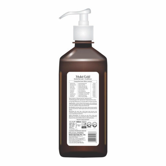 Axiom Mukti Gold Herbal Hairwash + Conditioner | Blend of 15+ Ayurvedic Herbs | For Nourishing Hair, Repairs Dry, Damaged Hair | Paraben & Sulphate Free | For all Hair Types, 400mL (Pack of 2)