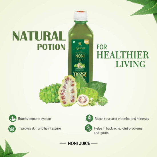 Axiom Ayurveda Noni Juice | Made with Fresh Noni Fruit (Morinda citrifolia) | Rich In Antioxidants | Helpful in Boosting Energy And Immunity | No Added Sugar - 500 ml