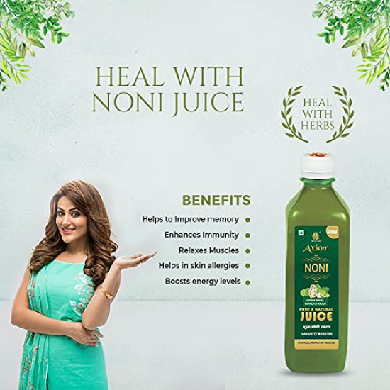Axiom Ayurveda Noni Juice | Made with Fresh Noni Fruit (Morinda citrifolia) | Rich In Antioxidants | Helpful in Boosting Energy And Immunity | No Added Sugar - 500 ml