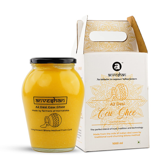 Anveshan A2 Cow Ghee 1L - Pure Bilona Method Ghee Anveshan A2 Cow Ghee 1L - Pure Bilona Method Ghee