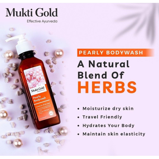 Axiom Mukti Gold Pearly Body wash, Made with herbal extracts, Aloevera Relieves Dry & Itchy Skin with Extra Skin Conditioning, Useful for all skin types, Soft skin feel -250ml