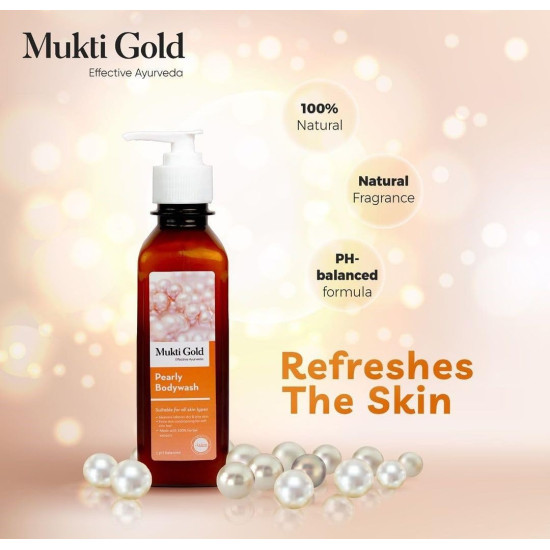 Axiom Mukti Gold Pearly Body wash, Made with herbal extracts, Aloevera Relieves Dry & Itchy Skin with Extra Skin Conditioning, Useful for all skin types, Soft skin feel -250ml
