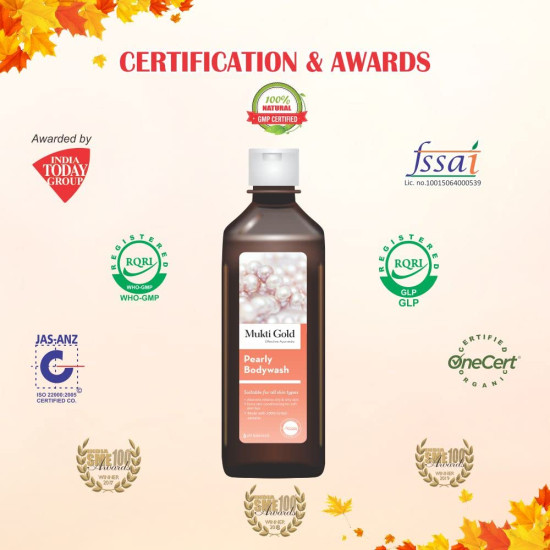 Axiom Mukti Gold Pearly Bodywash 250ml Pack of 2 Useful For All Skin Types, Aloevera Relieves Dry & Ichy Skin, Extra Skin Conditioning For Soft Skin Feel, Made With 100% Herbal Extract