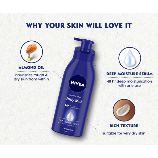 NIVEA Body Lotion, Nourishing Body Milk - Deep Moisturization for Very Dry Skin