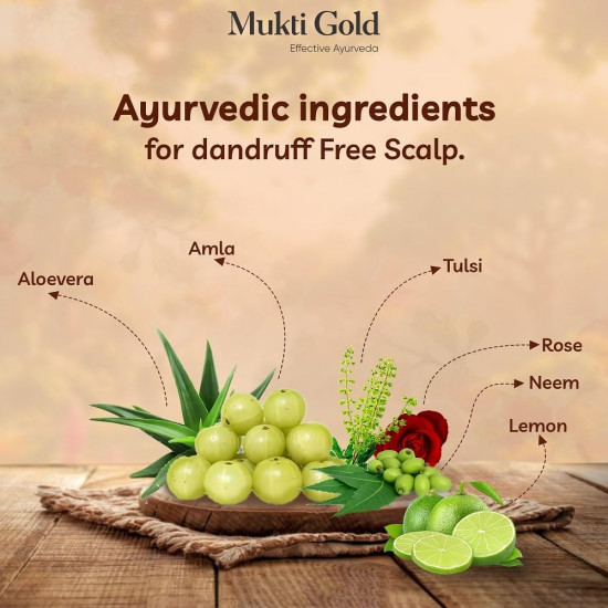 Axiom Mukti Gold Anti-Dandruff Shampoo 400Ml With Aloe Vera | Hydrates & Restores Shine | Controls Dandruff | Made With 100% Herbal Extracts | Ph Balanced