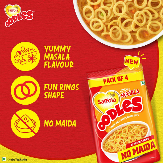 Saffola Oodles Instant Noodles - Yummy Masala Flavour