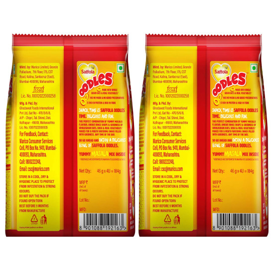 Saffola Oodles Instant Noodles - Yummy Masala Flavour