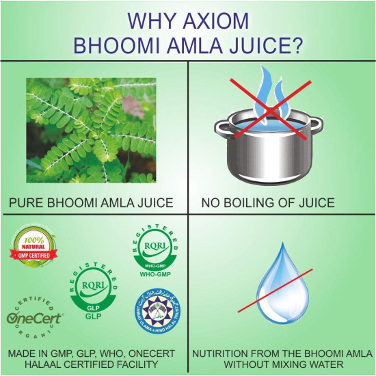 Axiom Bhoomi Amla Juice | Helpful in Liver Problems | Natural Liver Tonic | Useful in digestive System |Bhumi Amla Juice| Immunity Booster - 500ml (Pack of 2)