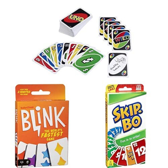 Mattel Uno Playing Card Game & Blink - The World's Fastest Card Game