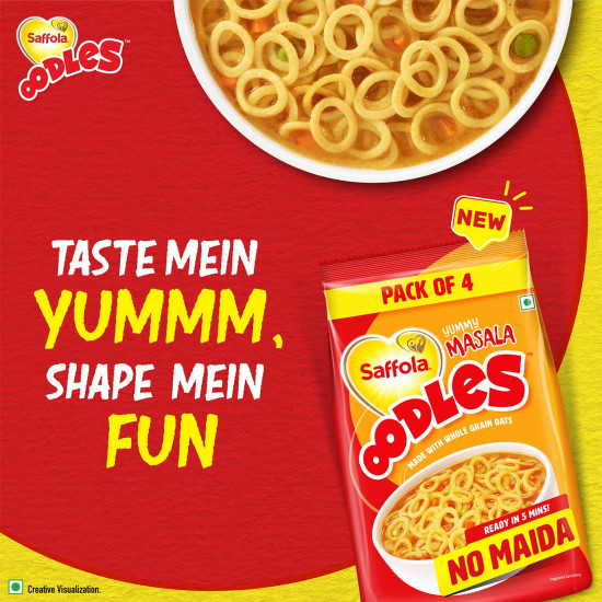 Saffola Oodles Instant Noodles - Yummy Masala Flavour, No Maida