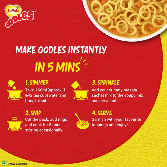Saffola Oodles Instant Noodles - Yummy Masala Flavour, No Maida