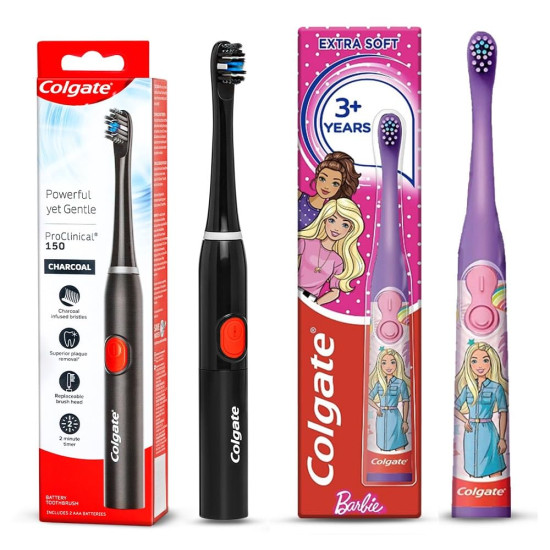 Colgate Proclinical 150 Sonic Charcoal & Kids Barbie Toothbrush Combo - Sonic Cleaning