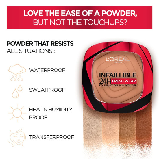 L'Oreal Paris Infallible 24H Fresh Wear Foundation in a Powder - Long-lasting Coverage