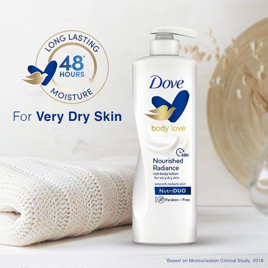 Dove Body Love Nourished Radiance Body Lotion - 48hrs Moisturization for Soft Radiant Skin